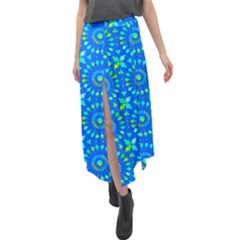 Kaleidoscope Blue Velour Split Maxi Skirt by Mazipoodles