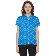 Kaleidoscope Blue Short Sleeve Pocket Shirt by Mazipoodles