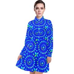 Kaleidoscope Royal Blue Long Sleeve Chiffon Shirt Dress by Mazipoodles