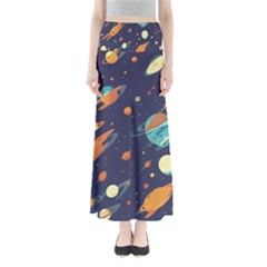 Space Galaxy Planet Universe Stars Night Fantasy Full Length Maxi Skirt by Uceng