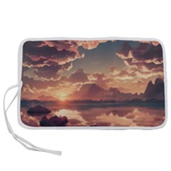 Sunset River Sky Clouds Nature Nostalgic Mountain Pen Storage Case (m) by Uceng