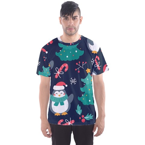 Colorful Funny Christmas Pattern Men s Sport Mesh Tee by Uceng