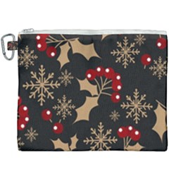 Christmas Pattern With Snowflakes Berries Canvas Cosmetic Bag (xxxl) by Uceng