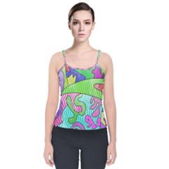 Colorful Stylish Design Velvet Spaghetti Strap Top by gasi