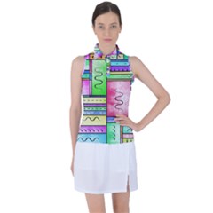 Colorful Pattern Women s Sleeveless Polo Tee by gasi