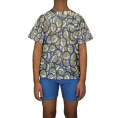 Gong Instrument Motif Pattern Kids  Short Sleeve Swimwear by dflcprintsclothing