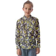 Gong Instrument Motif Pattern Kids  Long Sleeve Shirt by dflcprintsclothing