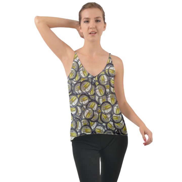 Gong Instrument Motif Pattern Chiffon Cami