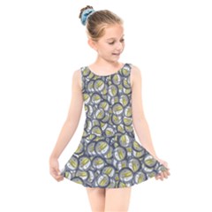 Gong Instrument Motif Pattern Kids  Skater Dress Swimsuit by dflcprintsclothing