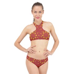 Background Pattern Texture Design High Neck Bikini Set by Ravend