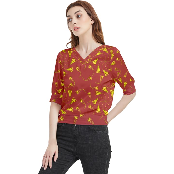 Background Pattern Texture Design Quarter Sleeve Blouse