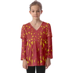 Background Pattern Texture Design Kids  V Neck Casual Top by Ravend