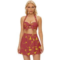 Background Pattern Texture Design Vintage Style Bikini Top And Skirt Set  by Ravend