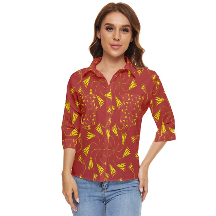 Background Pattern Texture Design Women s Quarter Sleeve Pocket Shirt