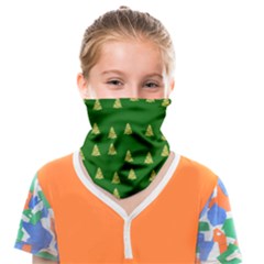 Green Christmas Trees Green Face Covering Bandana (kids) by TetiBright