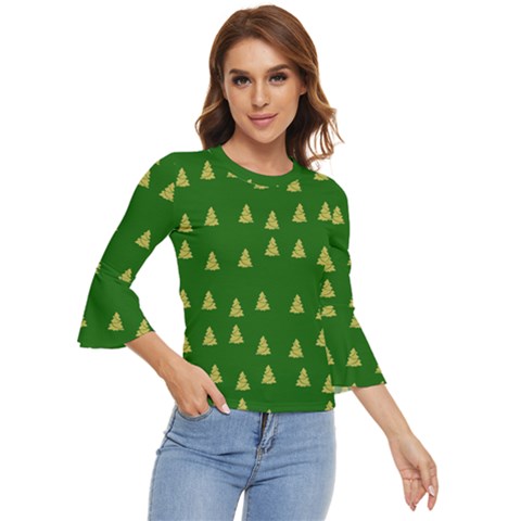 Green Christmas Trees Green Bell Sleeve Top by TetiBright