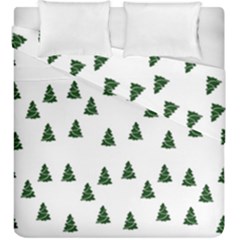 Green Christmas Trees White Duvet Cover Double Side (king Size) by TetiBright