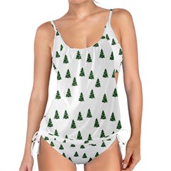 Green Christmas Trees White Tankini Set by TetiBright