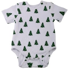 Green Christmas Trees White Baby Short Sleeve Onesie Bodysuit by TetiBright