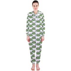 Funny Frog Cartoon Drawing Motif Pattern Hooded Jumpsuit (ladies) by dflcprintsclothing