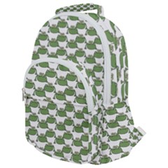 Funny Frog Cartoon Drawing Motif Pattern Rounded Multi Pocket Backpack by dflcprintsclothing