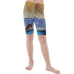 Abstract Painting Art Texture Kids  Mid Length Swim Shorts by Ravend