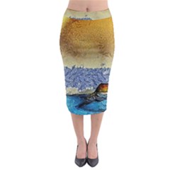 Abstract Painting Art Texture Midi Pencil Skirt by Ravend