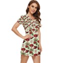 Flowers Pattern V-Neck High Waist Chiffon Mini Dress View3