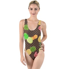 Pinapple Fun High Leg Strappy Swimsuit by PaperDesignNest