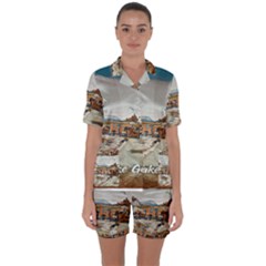 Birds And People On Lake Garda Satin Short Sleeve Pajamas Set by ConteMonfrey