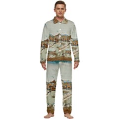 Birds And People On Lake Garda Men s Long Sleeve Velvet Pocket Pajamas Set by ConteMonfrey