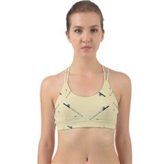 Fishing Rods Pattern Brown Back Web Sports Bra by TetiBright