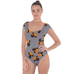 Pumpkin Heads With Hat Gray Short Sleeve Leotard  by TetiBright