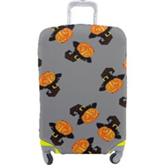 Pumpkin Heads With Hat Gray Luggage Cover (large) by TetiBright