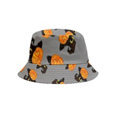 Pumpkin Heads With Hat Gray Inside Out Bucket Hat (kids) by TetiBright