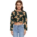 Pizza Slices Pattern Green Women s Lightweight Cropped Hoodie View1