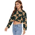 Pizza Slices Pattern Green Women s Lightweight Cropped Hoodie View2