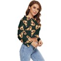 Pizza Slices Pattern Green Women s Lightweight Cropped Hoodie View3