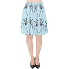 Jogging Lady On Blue Velvet High Waist Skirt by TetiBright