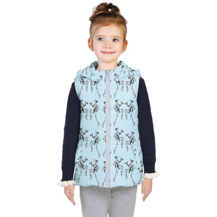 Jogging Lady On Blue Kids  Hooded Puffer Vest