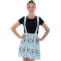 Jogging Lady On Blue Velvet Suspender Skater Skirt by TetiBright