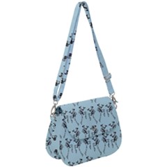 Jogging Lady On Blue Saddle Handbag by TetiBright