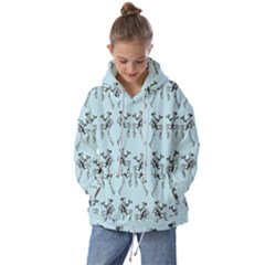 Jogging Lady On Blue Kids  Oversized Hoodie by TetiBright