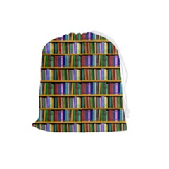 Books On A Shelf Drawstring Pouch (large) by TetiBright