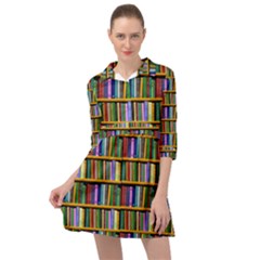 Books On A Shelf Mini Skater Shirt Dress by TetiBright