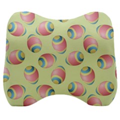 Colorful Easter Eggs Pattern Green Velour Head Support Cushion by TetiBright