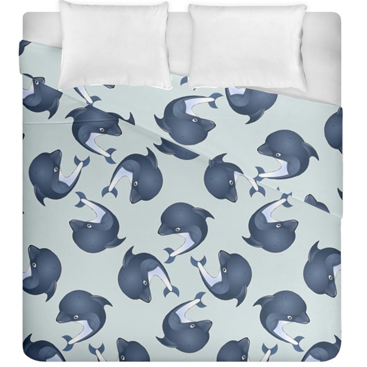 Blue Dolphins Pattern Duvet Cover Double Side (King Size)