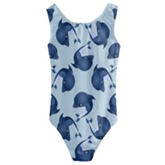 Blue Dolphins Pattern Kids  Cut-out Back One Piece Swimsuit by TetiBright