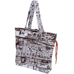 Antique Oriental Town Map  Drawstring Tote Bag by ConteMonfrey