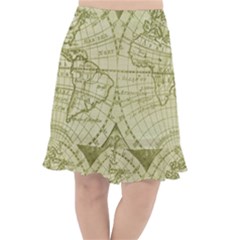 Vintage Mapa Mundi  Fishtail Chiffon Skirt by ConteMonfrey